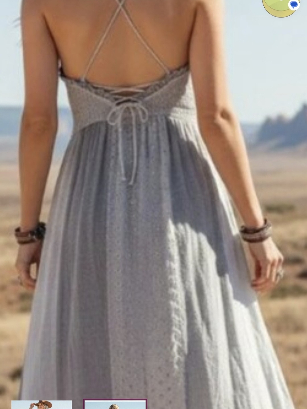 Boho Gray High-Low Ruffle Sundress - Picture 2 of 3